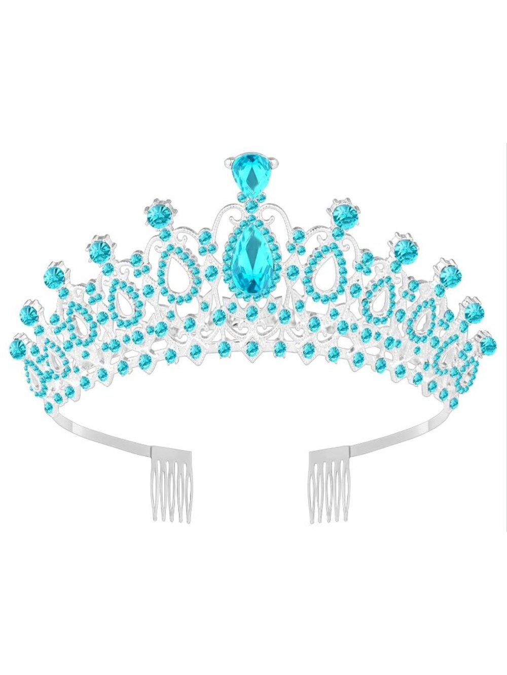 B#-Blue Queen Tiara Crown For Women Bridal Prom Birthday Party Headpiece
